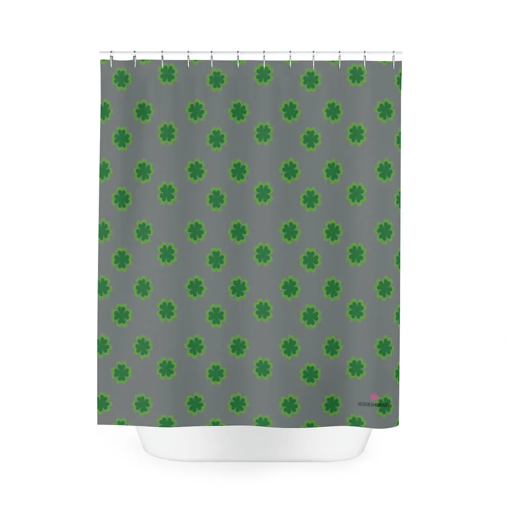 Gray Clover Polyester Shower Curtain