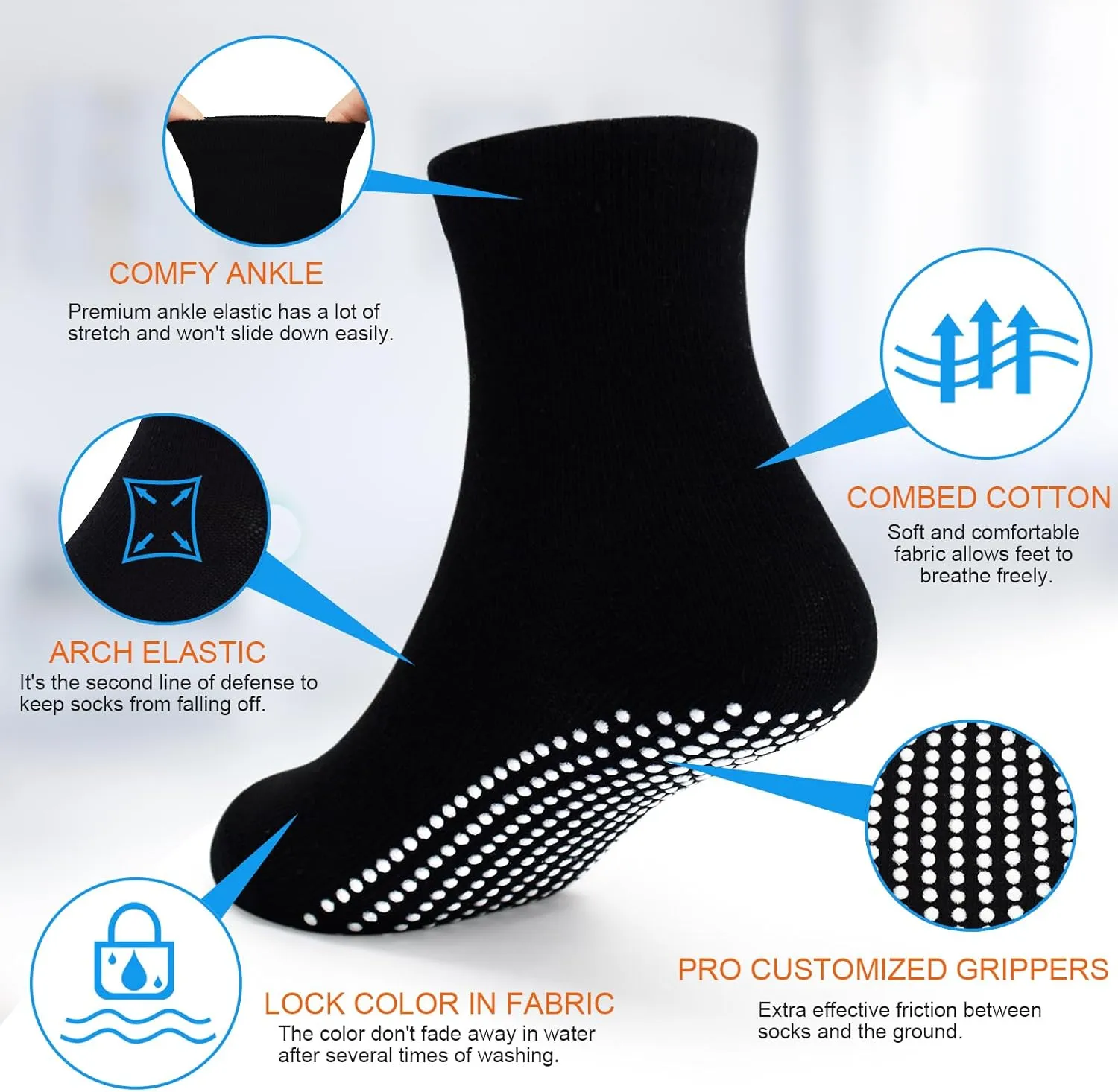 GRPSKCOS Baby Toddler Socks with Grip - 9 Pairs Anti-Skid Non Slip Kids Socks