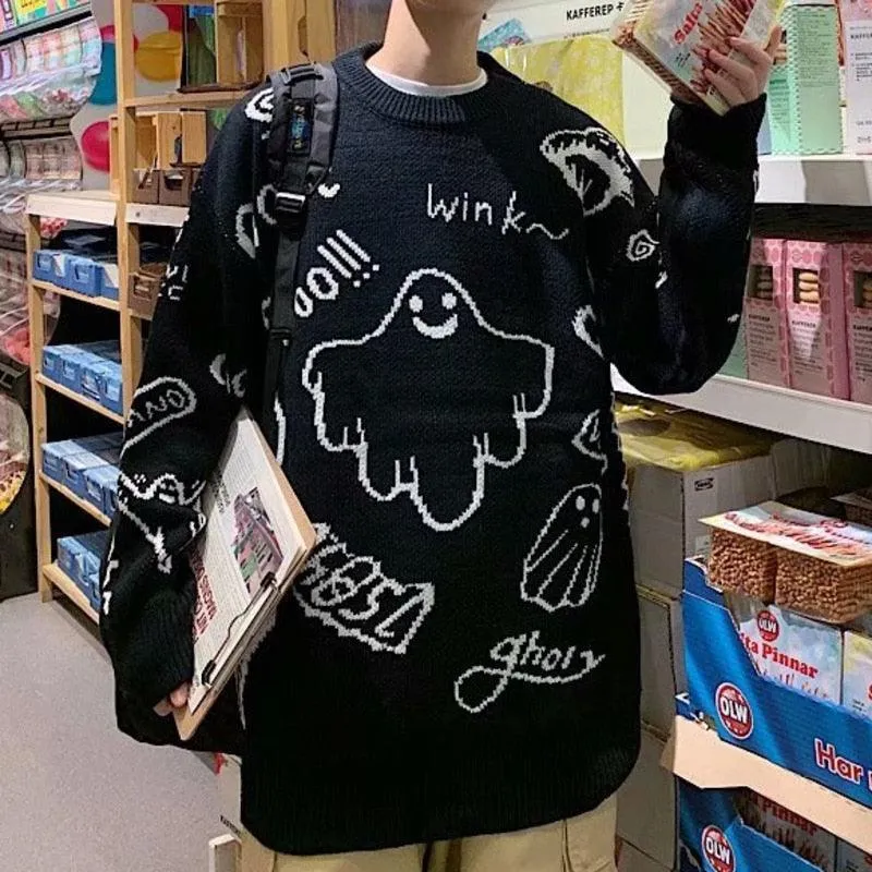 Hip Hop Ghost Pullovers Sweater - Stay Spooky and Stylish 👻🎤