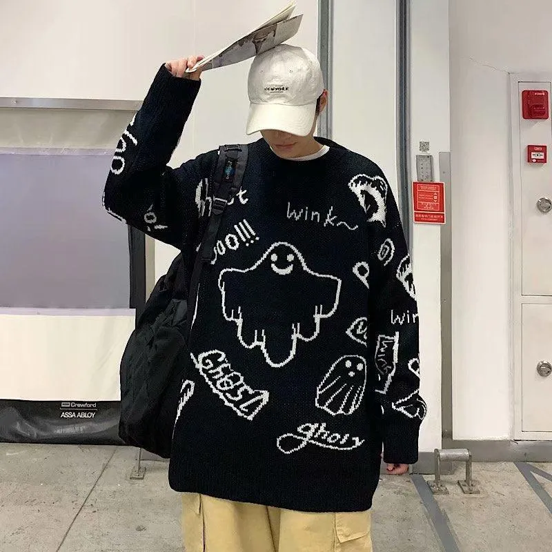 Hip Hop Ghost Pullovers Sweater - Stay Spooky and Stylish 👻🎤