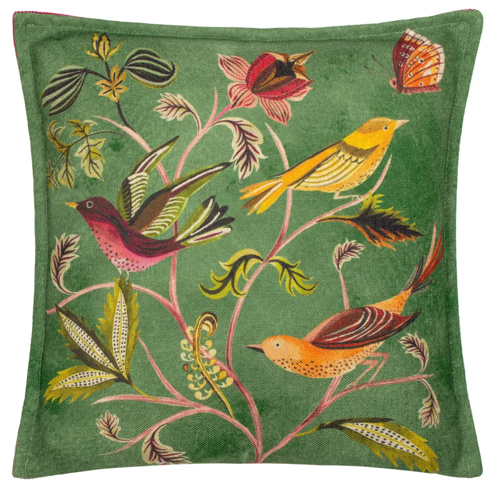 Holland Park Hedgerow Birds Cushion Green