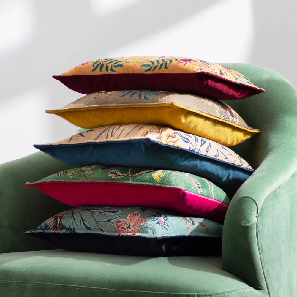 Holland Park Hedgerow Birds Cushion Green