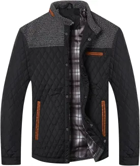 HOOD CREW Mens Quilted Down Jacket Autumn Winter Coat Lightweight Business Causal Shirt Jacket