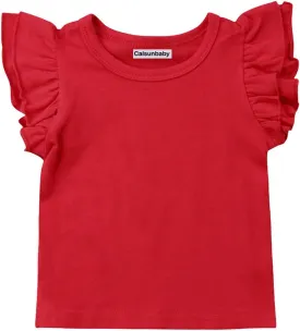 Infant Toddler Baby Girl Top Basic Plain Ruffle T-Shirt Blouse Casual Clothes