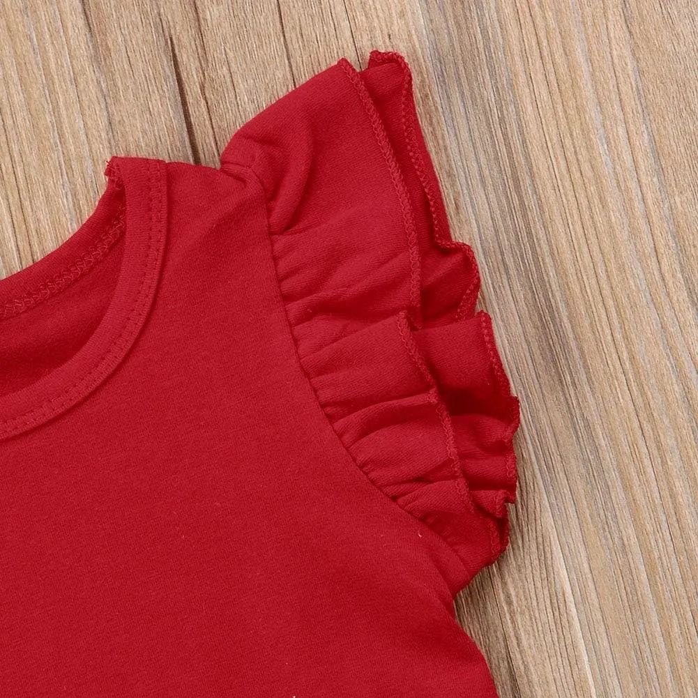 Infant Toddler Baby Girl Top Basic Plain Ruffle T-Shirt Blouse Casual Clothes