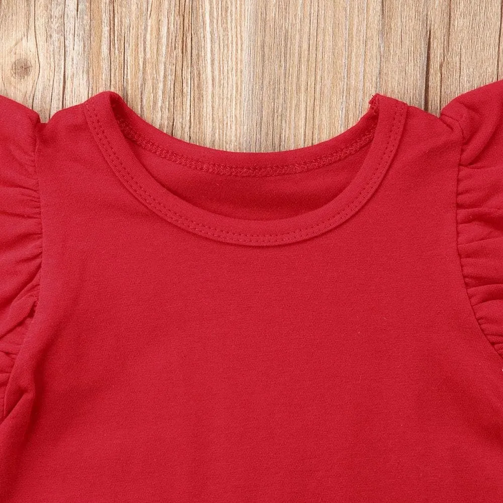 Infant Toddler Baby Girl Top Basic Plain Ruffle T-Shirt Blouse Casual Clothes