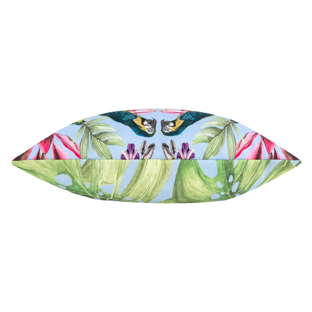 Kali Birds Outdoor Cushion Sky Blue