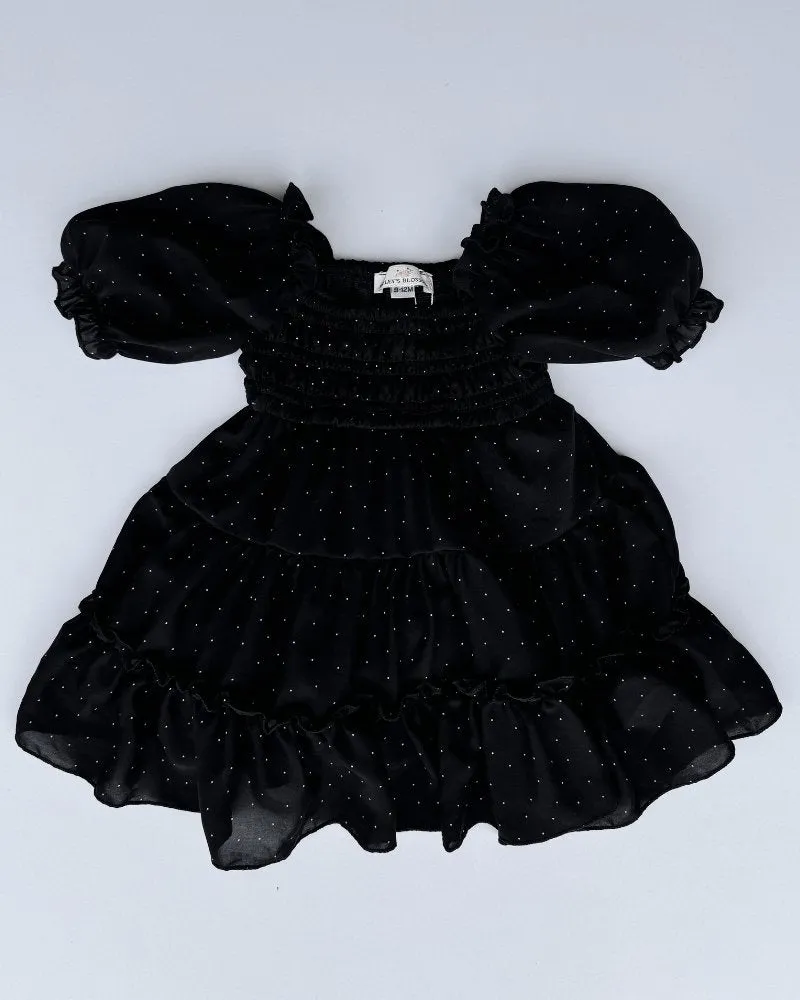 Katherine Dress - Black with White Dots