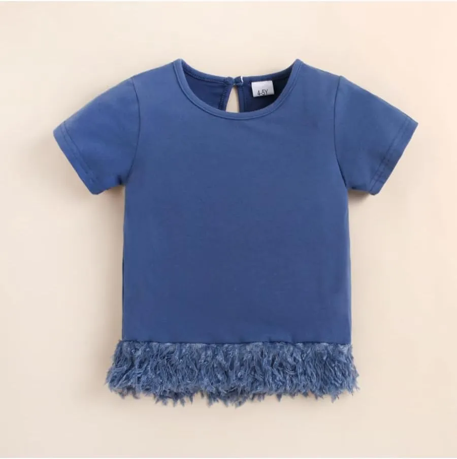 Kid Toddler Girl Summer Clothes Leopard & Heart Print Short Sleeve T-Shirt   Flared Leg Pants Outfits (Not Jeans)