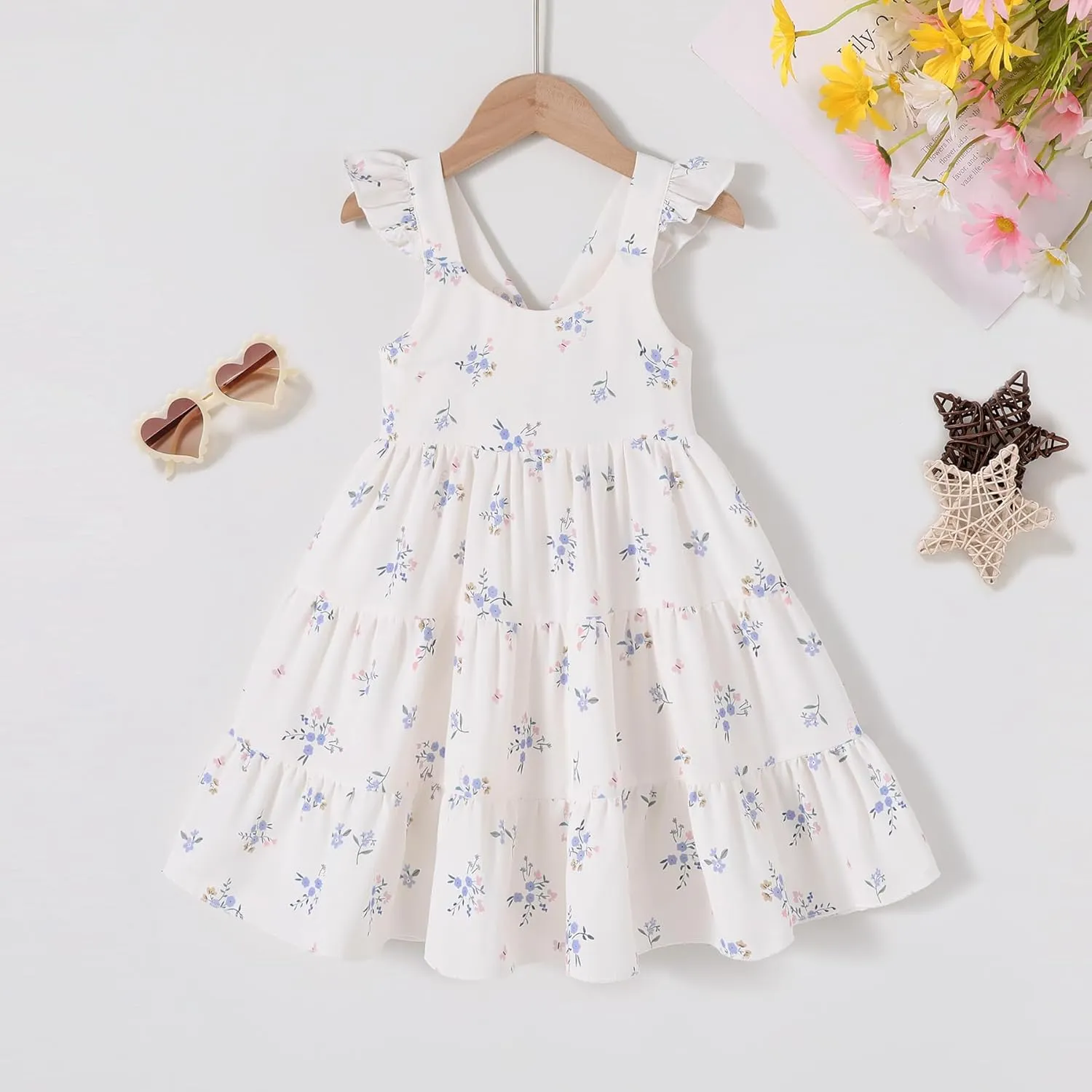 Kids Toddler Baby Girls Rainbow Dress Princess Sleeveless Beach Butterfly Sundress
