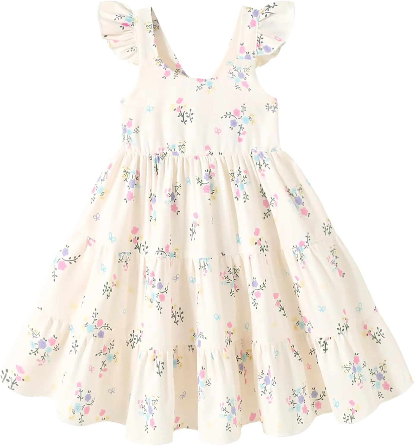 Kids Toddler Baby Girls Rainbow Dress Princess Sleeveless Beach Butterfly Sundress