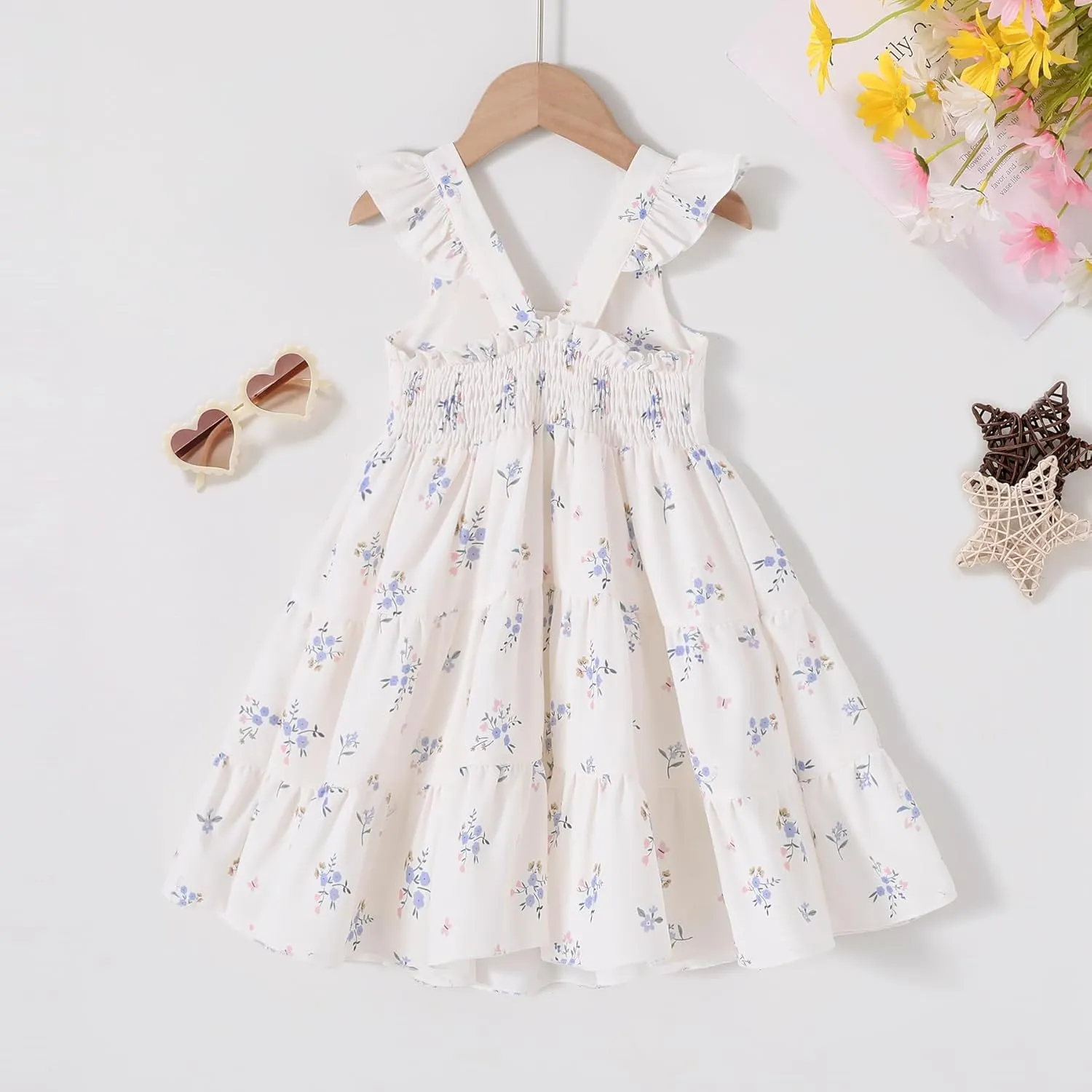 Kids Toddler Baby Girls Rainbow Dress Princess Sleeveless Beach Butterfly Sundress