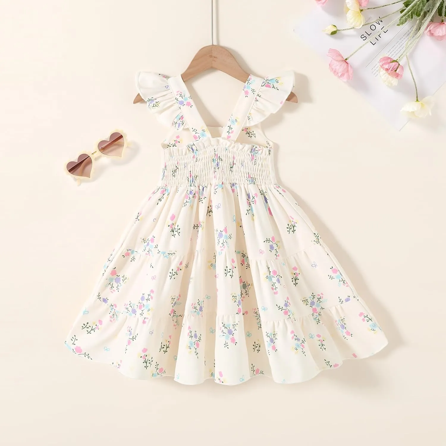 Kids Toddler Baby Girls Rainbow Dress Princess Sleeveless Beach Butterfly Sundress
