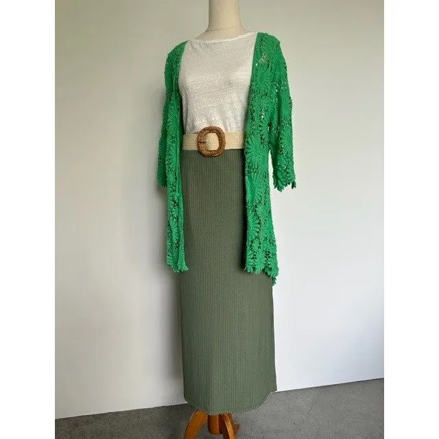 La Vie Boheme Duster - Lime Crochet Lace