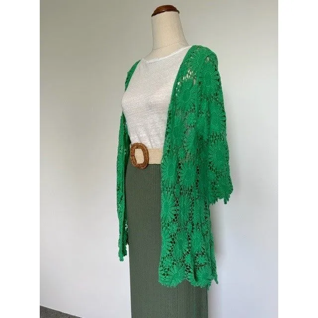 La Vie Boheme Duster - Lime Crochet Lace