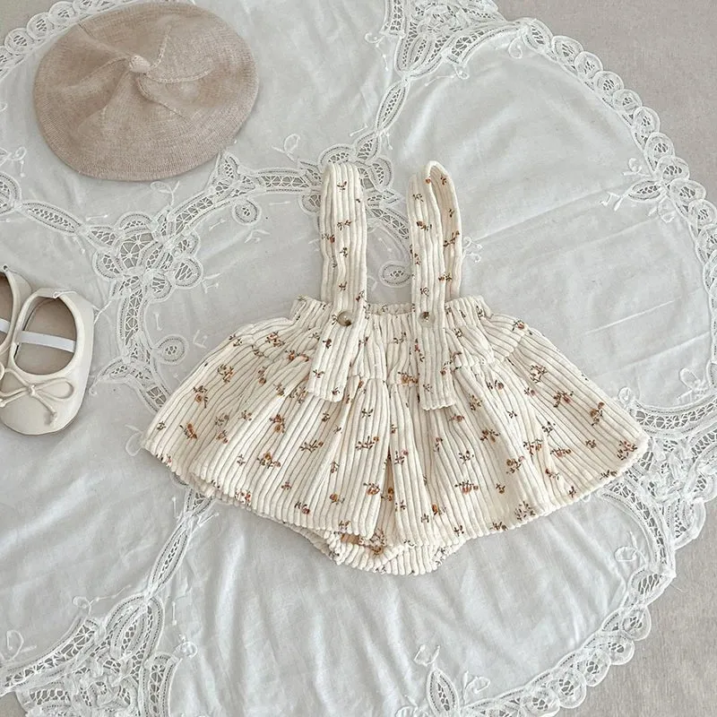 Lace Sleeve Suspender Skirt Set for Girls