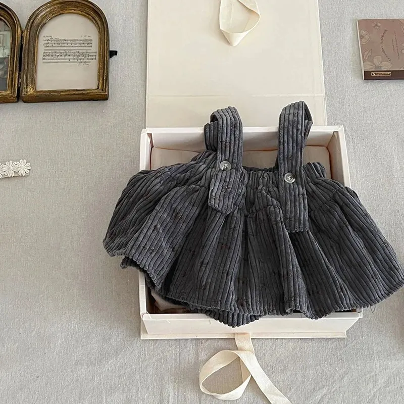 Lace Sleeve Suspender Skirt Set for Girls