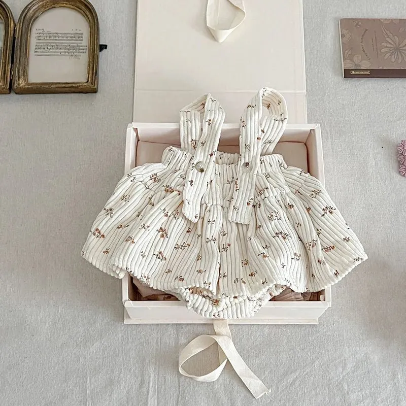 Lace Sleeve Suspender Skirt Set for Girls