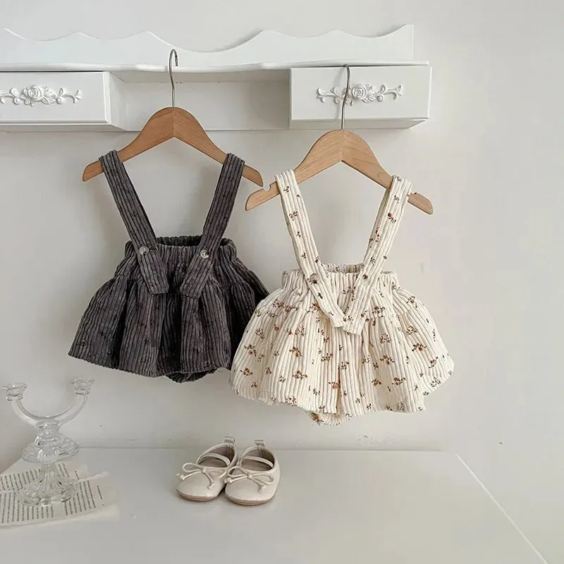 Lace Sleeve Suspender Skirt Set for Girls