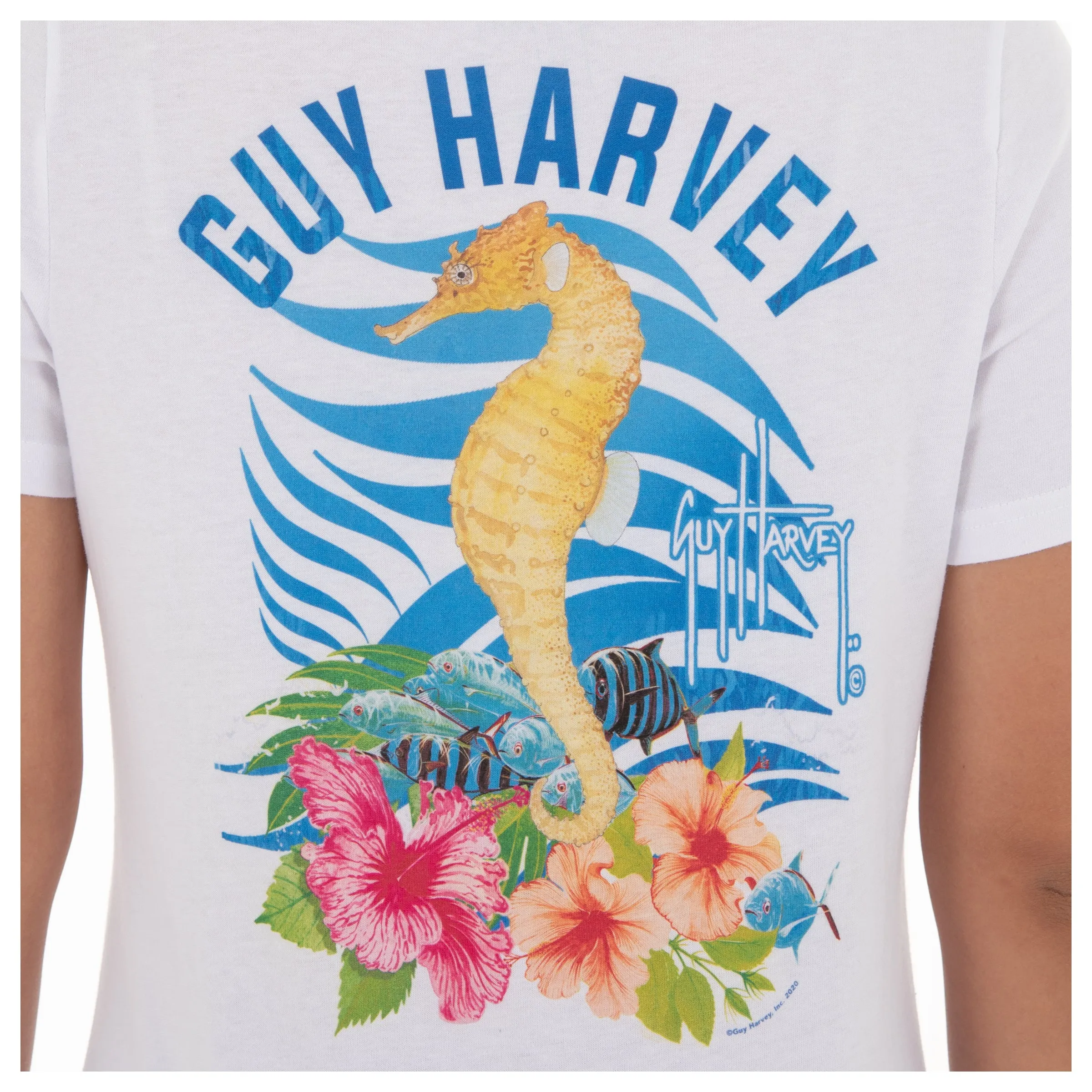 Ladies Seahorse Short Sleeve White T-Shirt