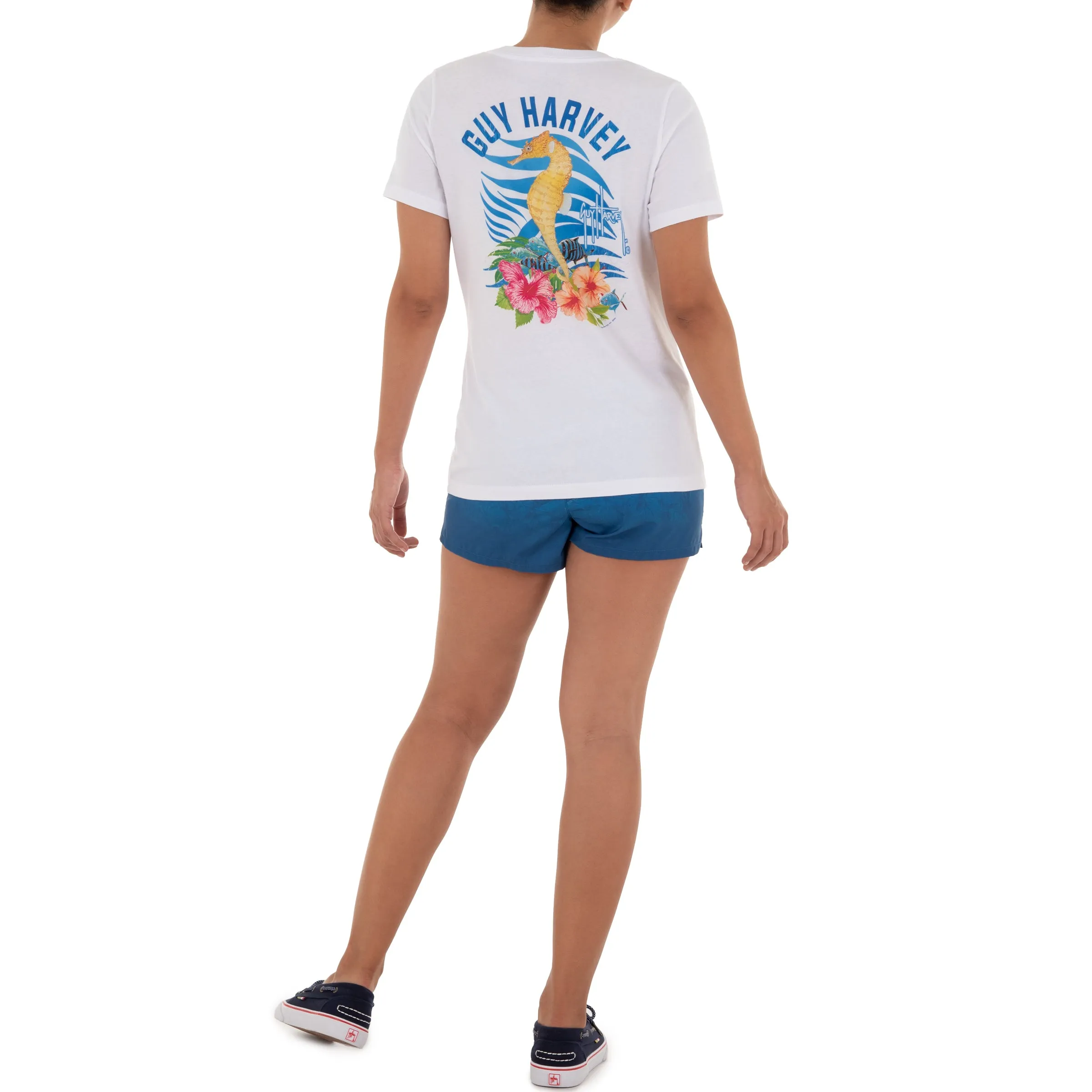 Ladies Seahorse Short Sleeve White T-Shirt