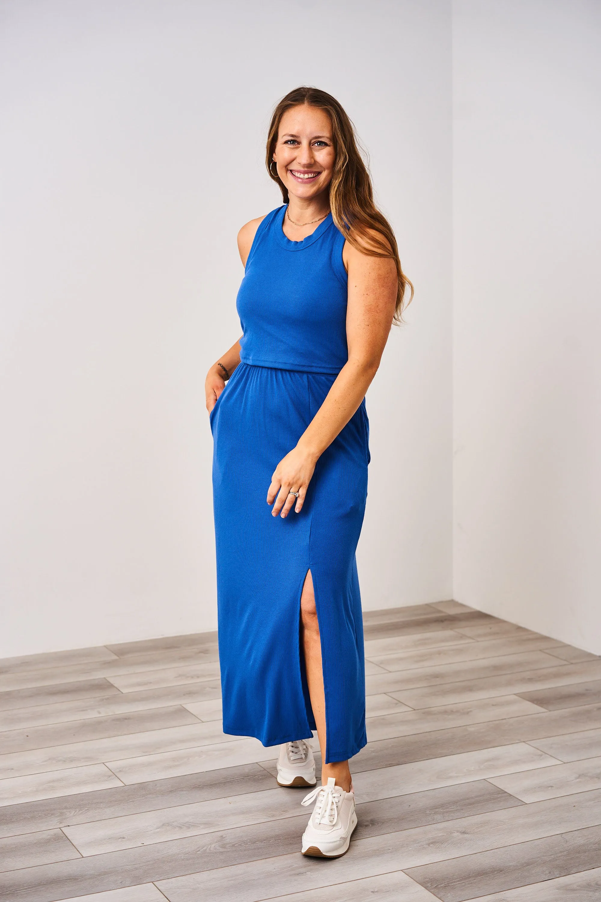 Latched Mama Ribbed Midi Nursing Slit Dress