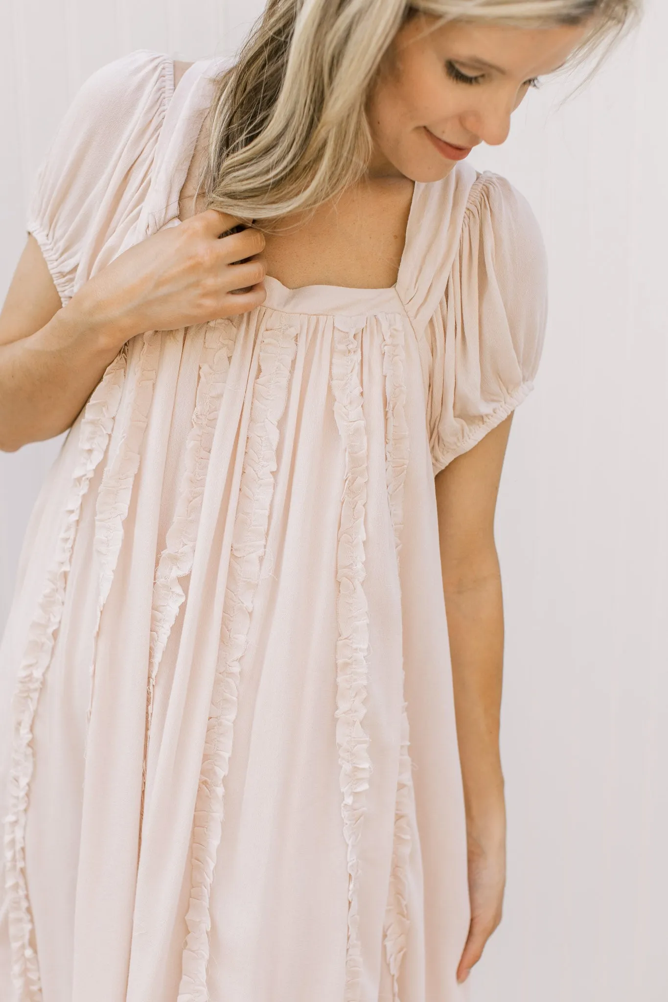 Light Blush Ruffle Detail Dress