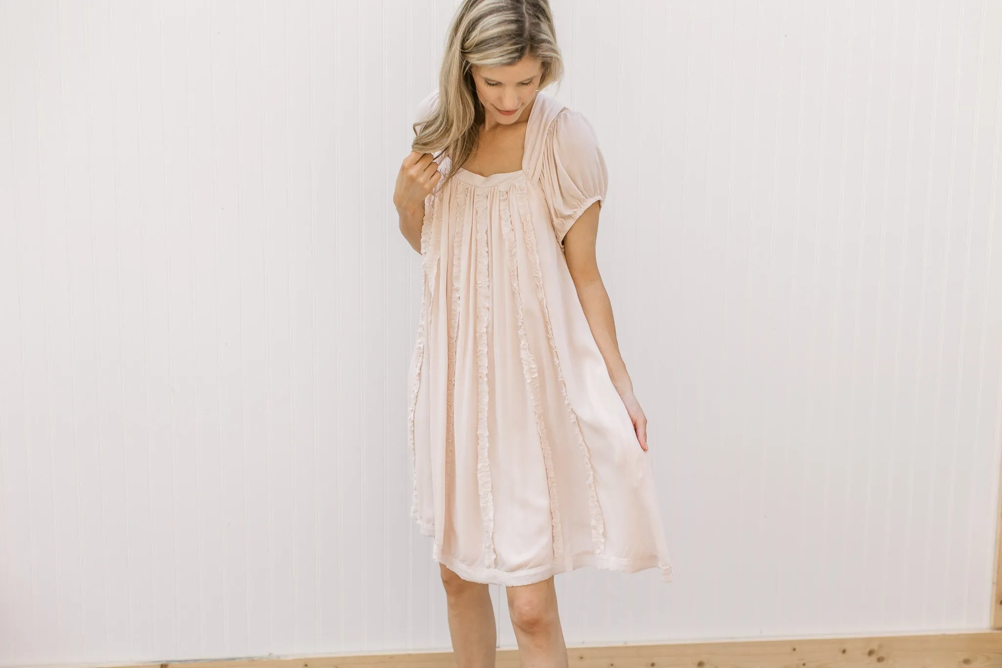 Light Blush Ruffle Detail Dress