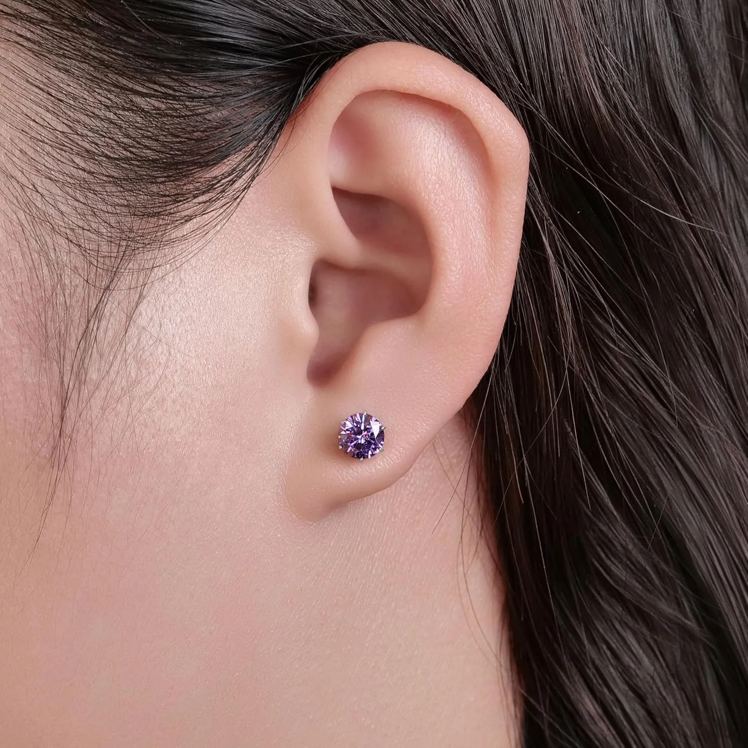 limerencia Pure Titanium CZ Stud Earrings Hypoallergenic F136 Implant Grade Earrings with 5A Simulated Diamonds Stud Earrings for Sensitive Ears