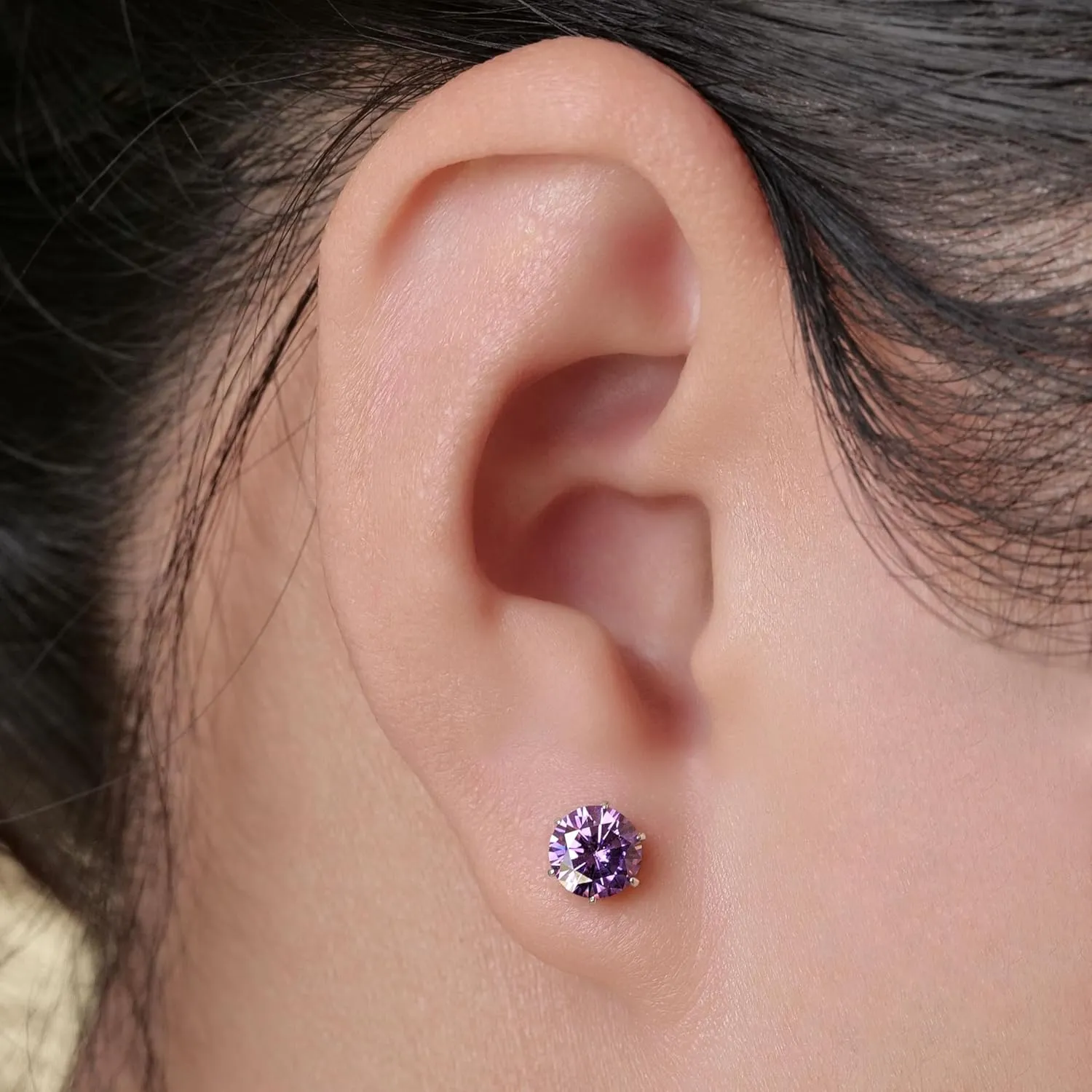 limerencia Pure Titanium CZ Stud Earrings Hypoallergenic F136 Implant Grade Earrings with 5A Simulated Diamonds Stud Earrings for Sensitive Ears