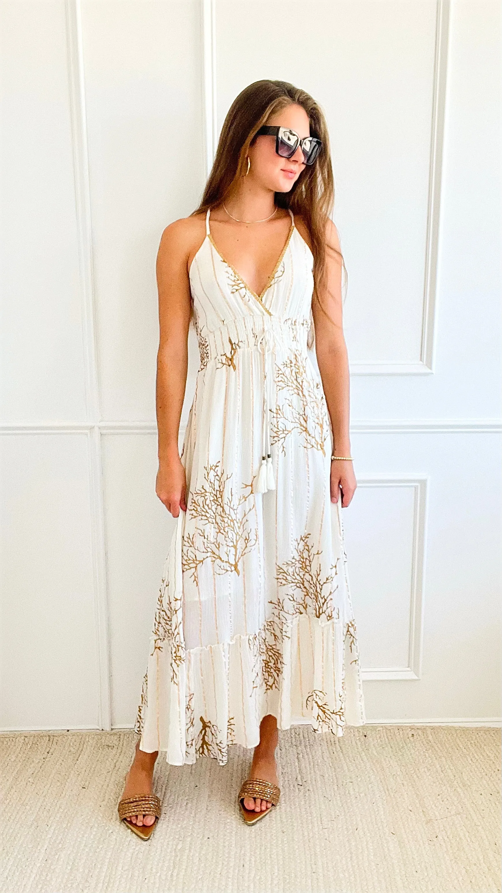 Lurex Coral Long Dress