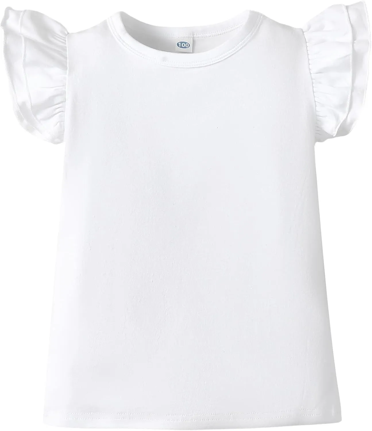LYSMuch 2-5T Toddler Girls Ruffle Sleeve T Shirt Puff Short Sleeve Basic Tank Top Blouse Plain Solid Kids Casual Clothes