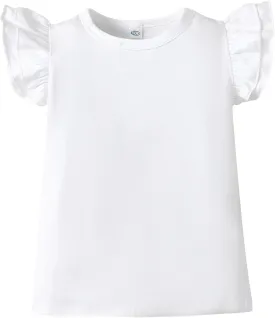 LYSMuch 2-5T Toddler Girls Ruffle Sleeve T Shirt Puff Short Sleeve Basic Tank Top Blouse Plain Solid Kids Casual Clothes