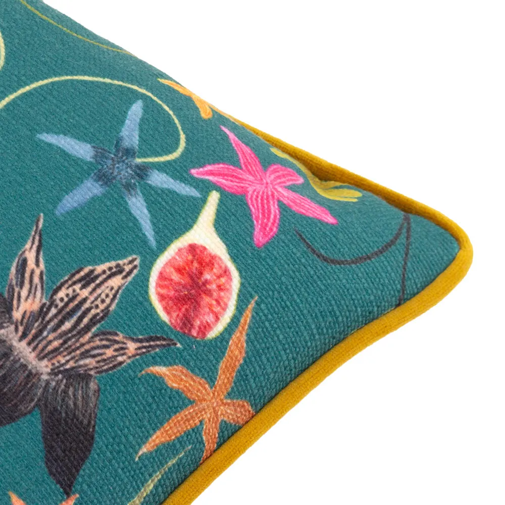 Madagascan Tiger Piped Velvet Cushion Multicolour