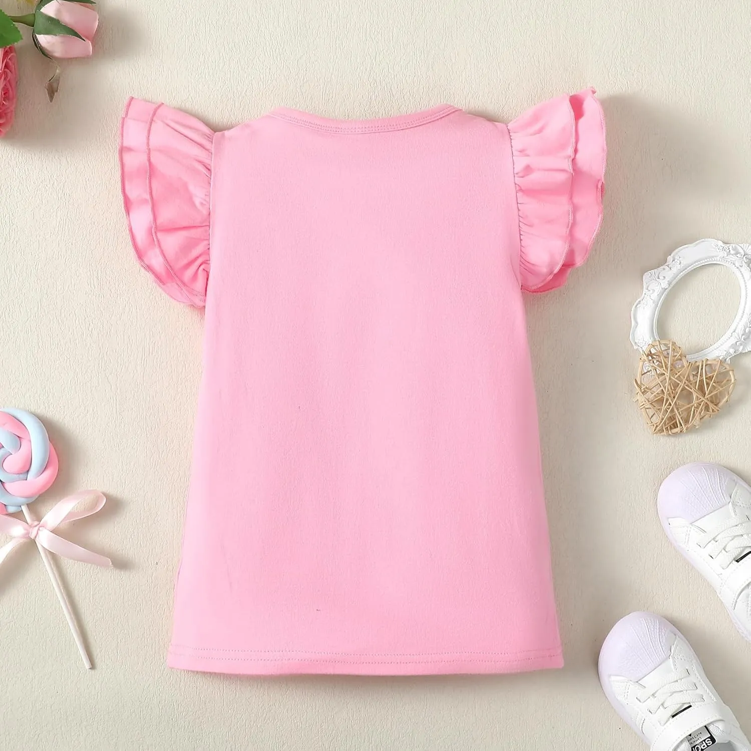 Magic Park 12M-7Y Baby Girl Blouse Toddler Ruffle T-Shirts Kids Girl Solid Color Tee Casual Tops for Girls