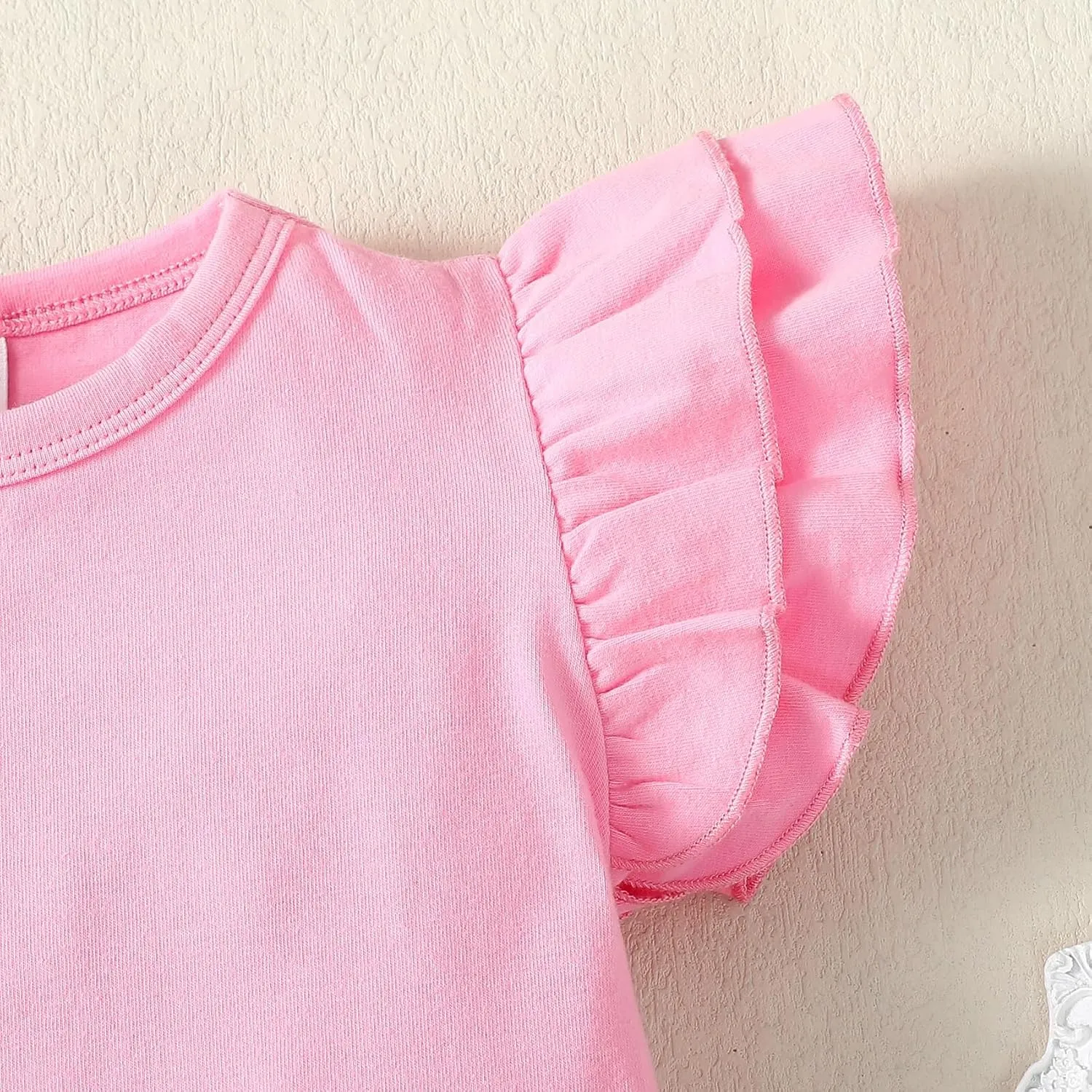 Magic Park 12M-7Y Baby Girl Blouse Toddler Ruffle T-Shirts Kids Girl Solid Color Tee Casual Tops for Girls