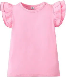 Magic Park 12M-7Y Baby Girl Blouse Toddler Ruffle T-Shirts Kids Girl Solid Color Tee Casual Tops for Girls