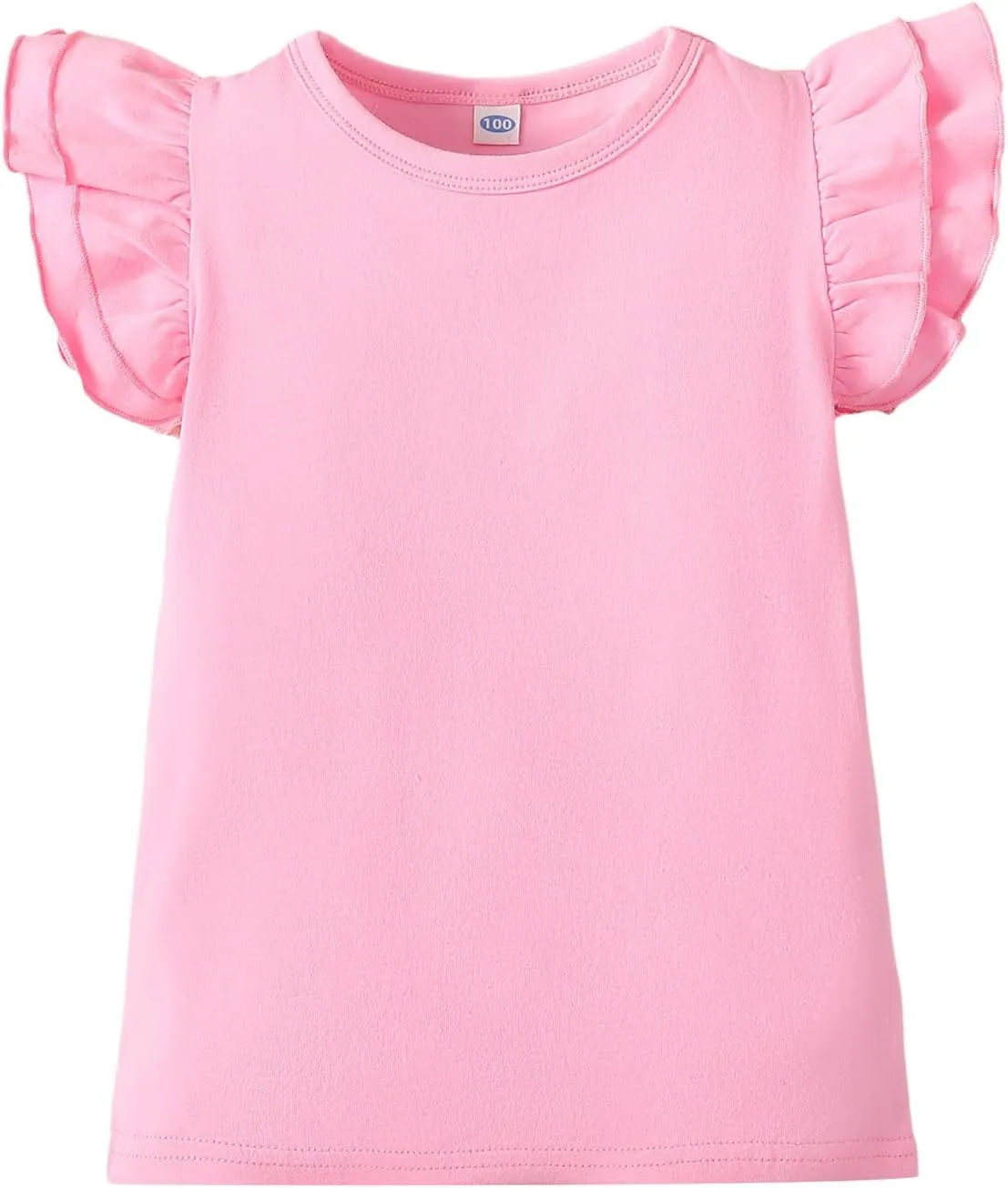 Magic Park 12M-7Y Baby Girl Blouse Toddler Ruffle T-Shirts Kids Girl Solid Color Tee Casual Tops for Girls