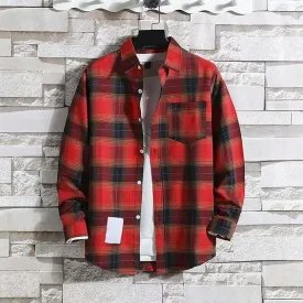 Mens Shirts Long Sleeve Casual 2025 T-Shirts Fashion Plaid Summer Classic Solid Tee Tops,Clothes,Y2K Summer Tops