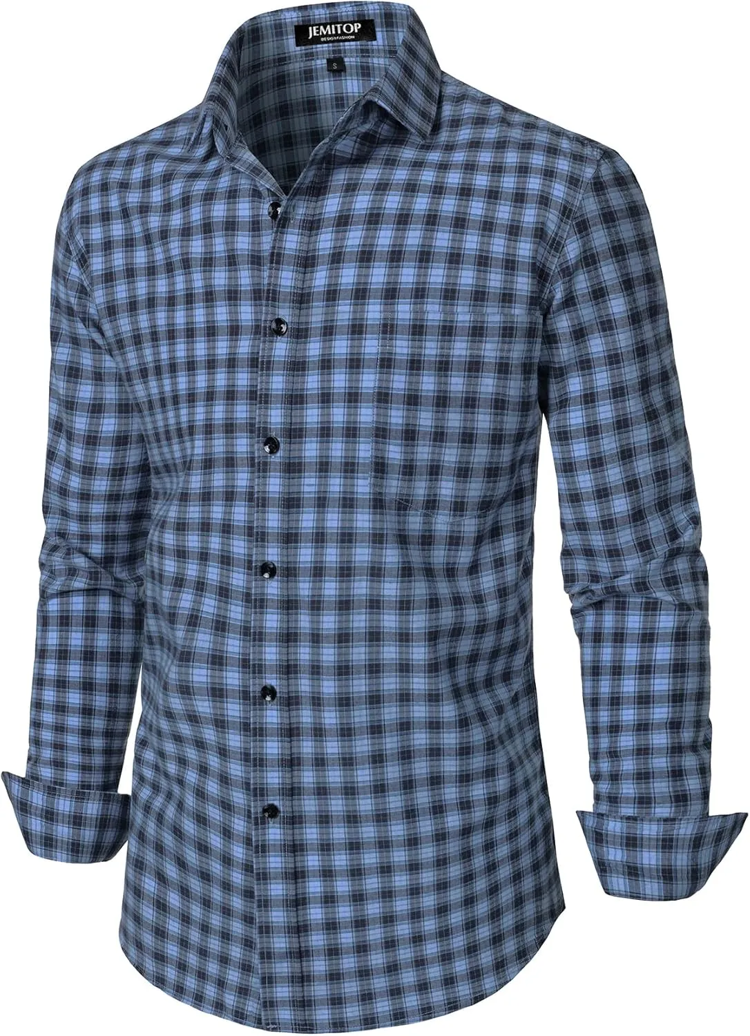 Men's Transitional Weather Slim Fit Long Sleeve Button Down Shirt Business Casual Dress Shirts with Pocket