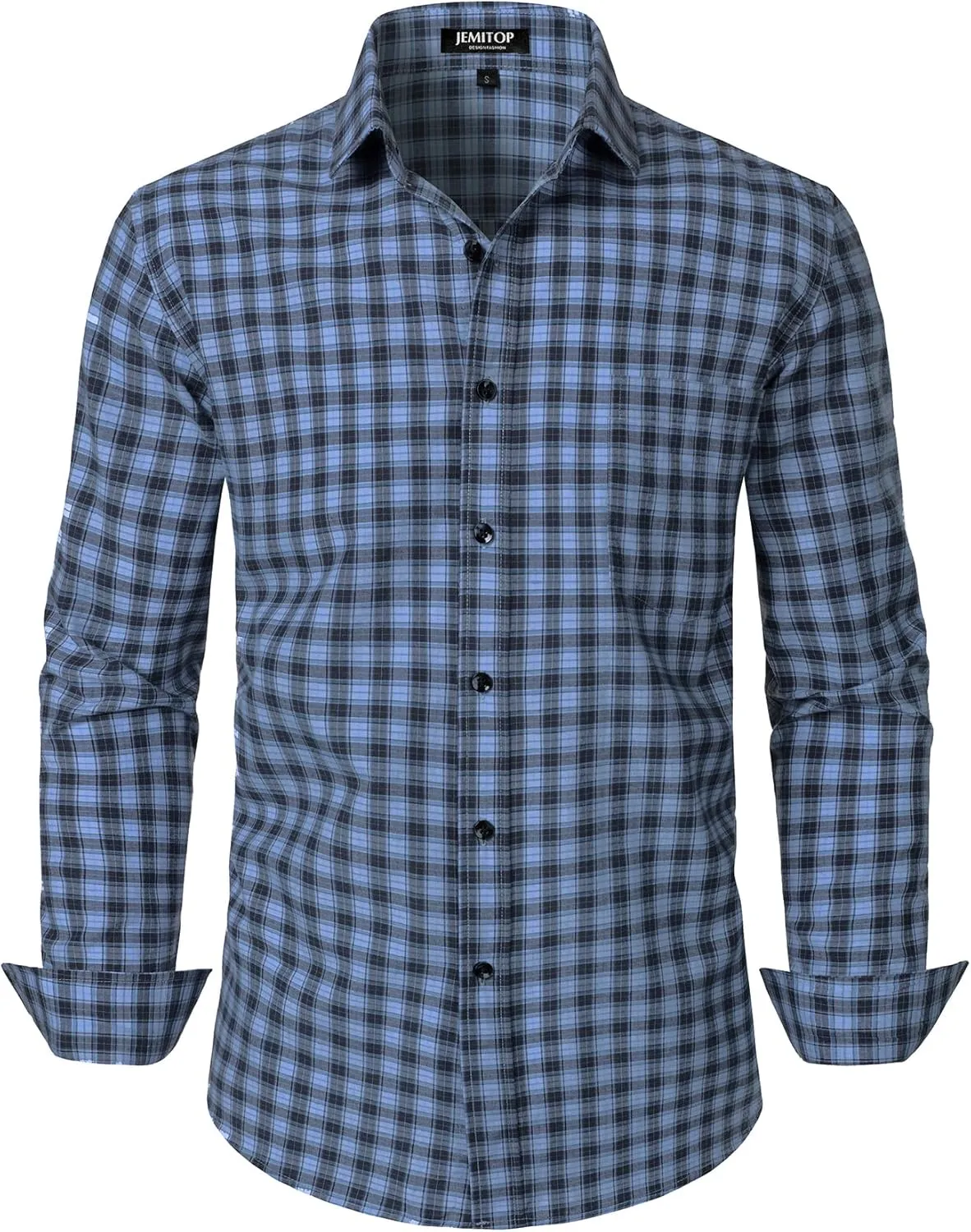 Men's Transitional Weather Slim Fit Long Sleeve Button Down Shirt Business Casual Dress Shirts with Pocket