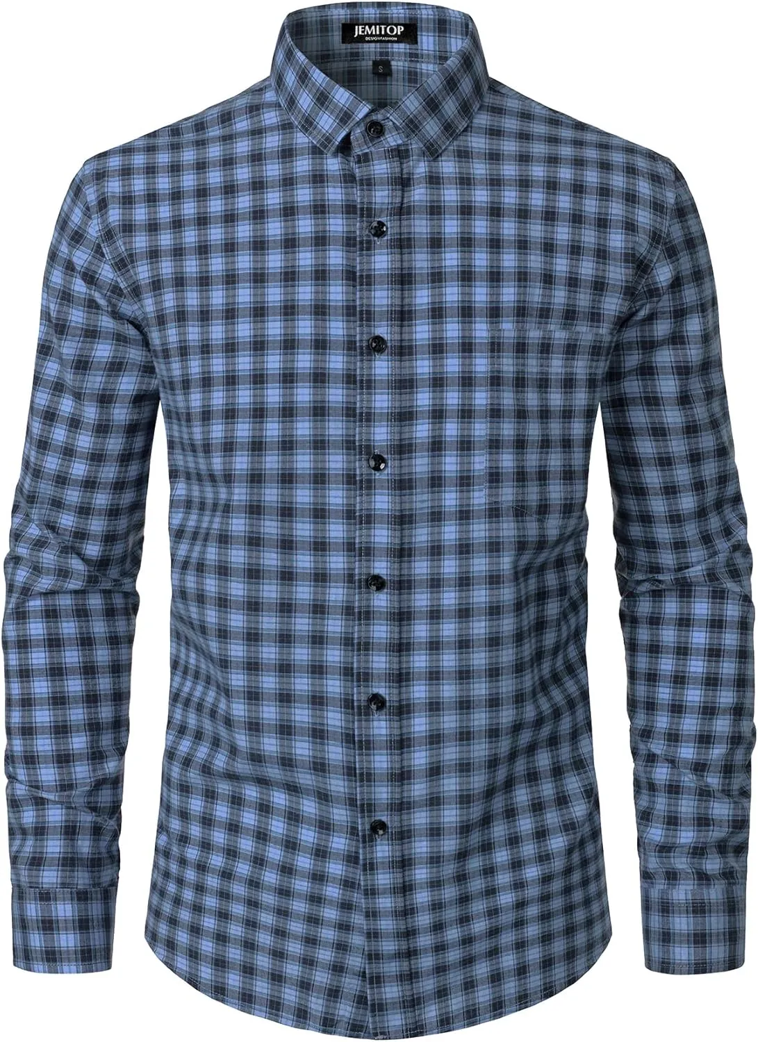 Men's Transitional Weather Slim Fit Long Sleeve Button Down Shirt Business Casual Dress Shirts with Pocket