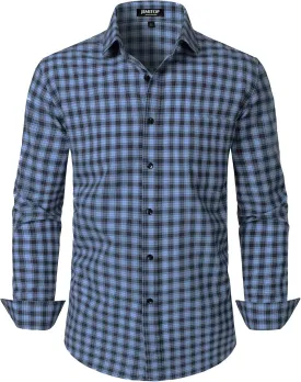 Men's Transitional Weather Slim Fit Long Sleeve Button Down Shirt Business Casual Dress Shirts with Pocket