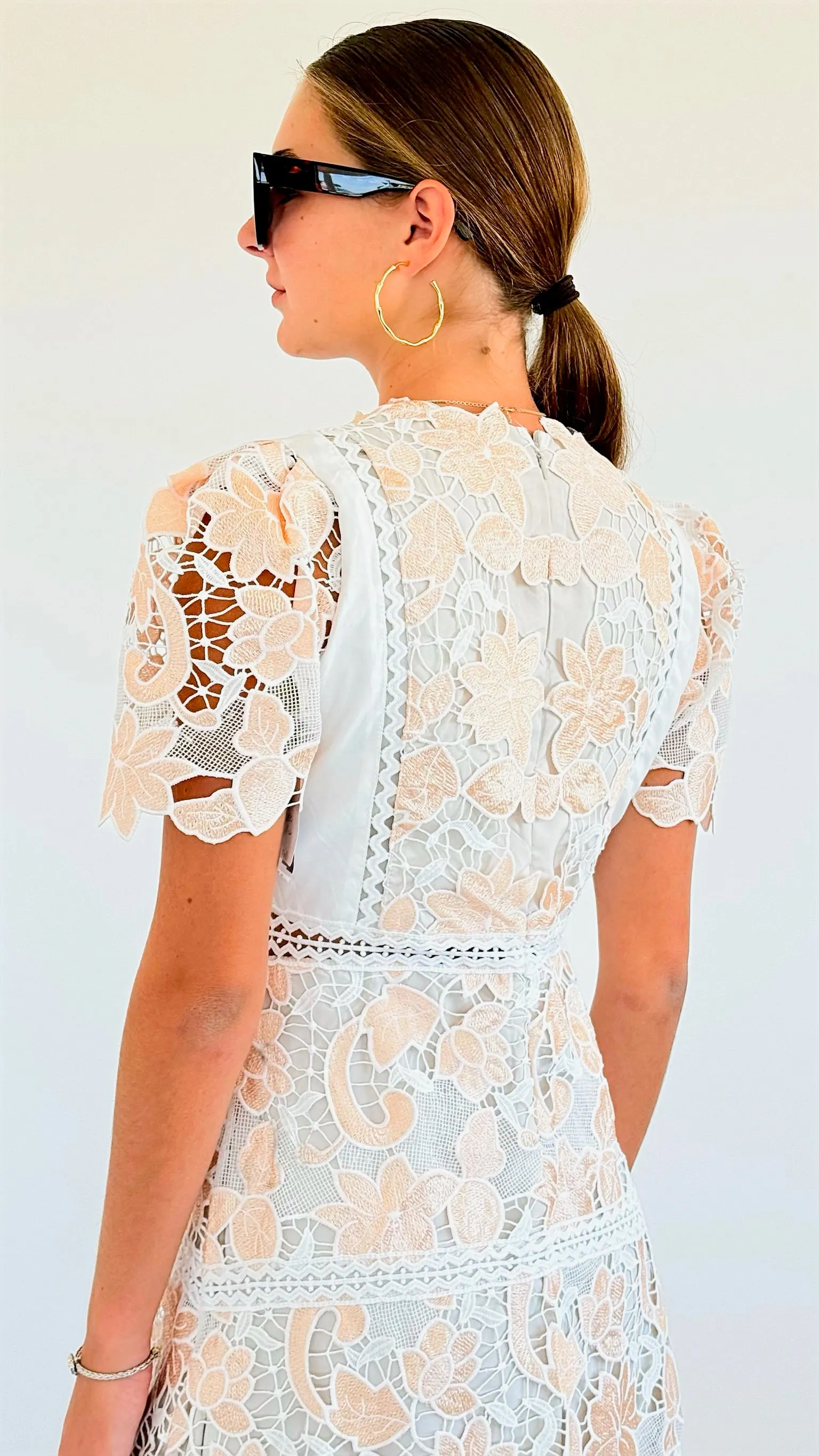 Mid-Length Floral Embroidery Dress