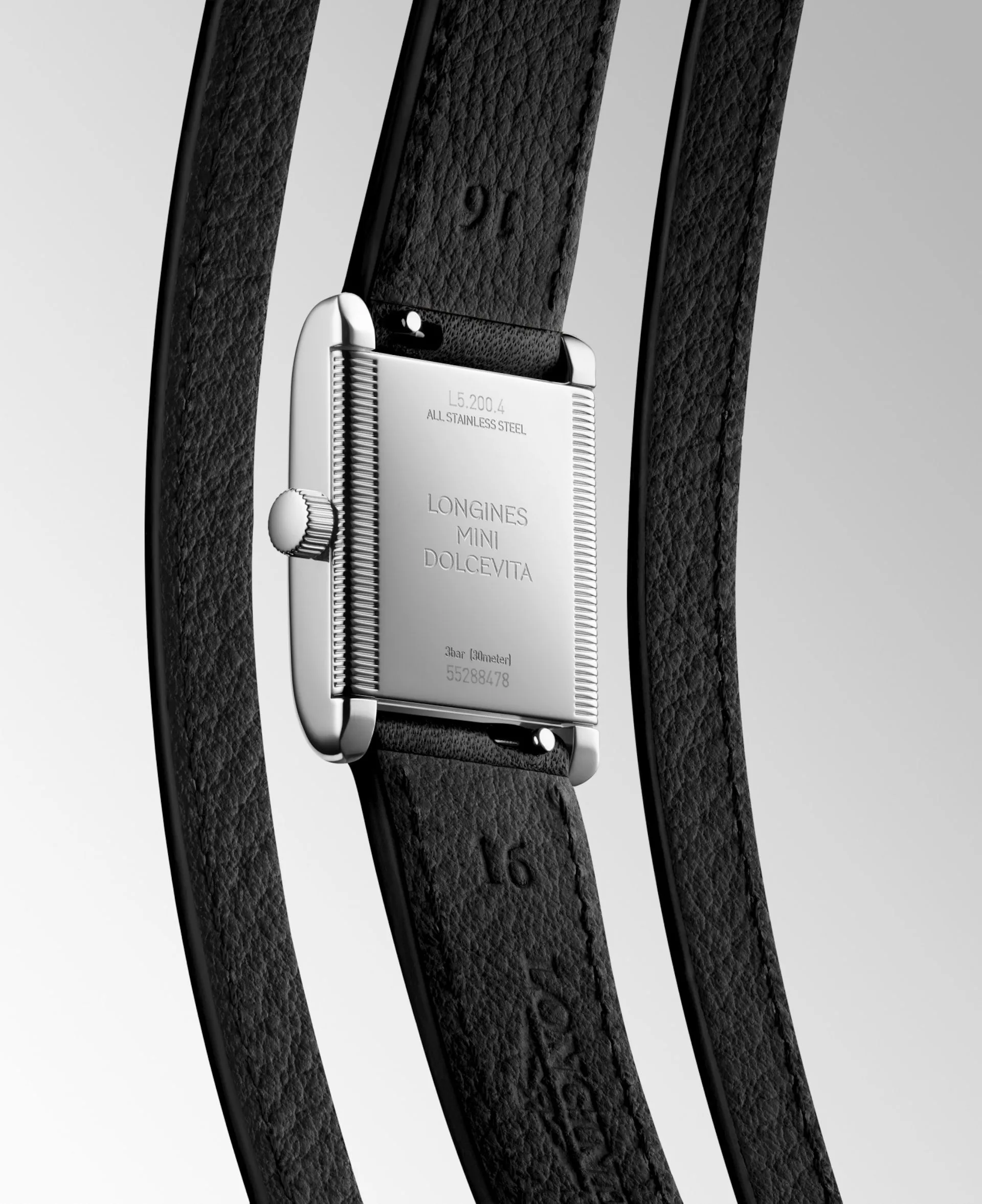 Mini DolceVita Black Nappa Double Tour Leather Strap