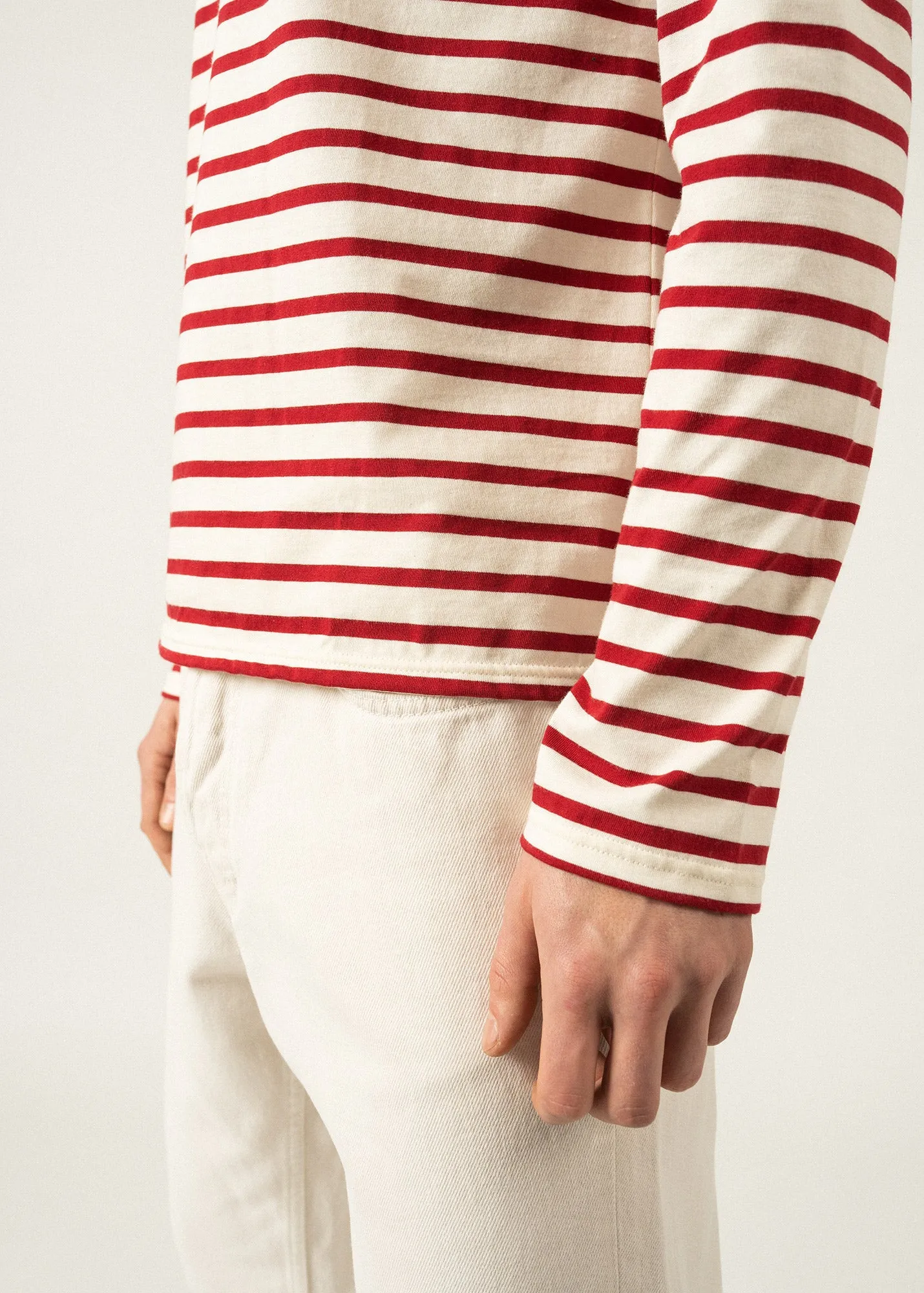 MINQUIERS MODERN - Authentic Breton Stripe Shirt | Soft Cotton | Men Fit (ECRU / MAROON)