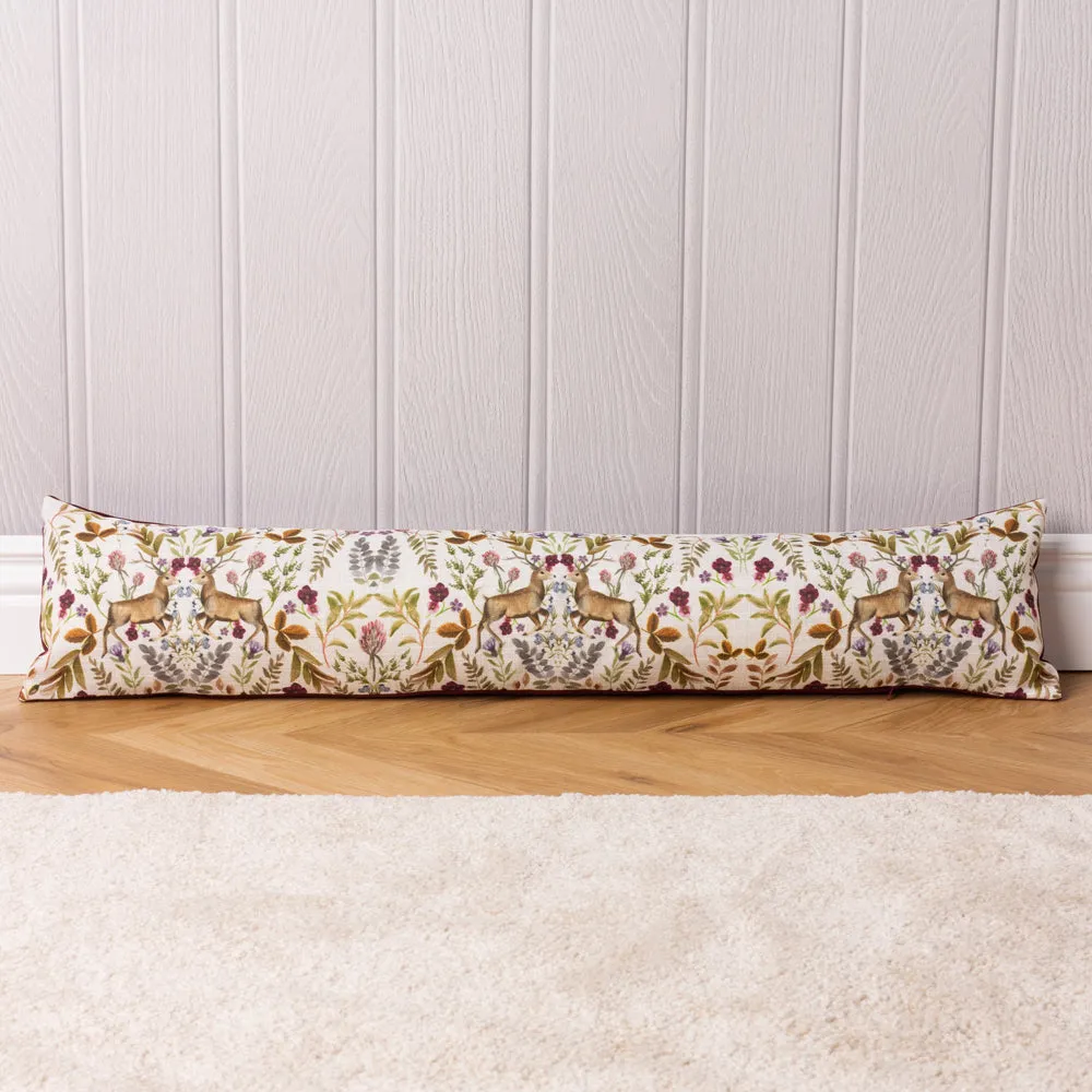 Mirrored Stag Draught Excluder White