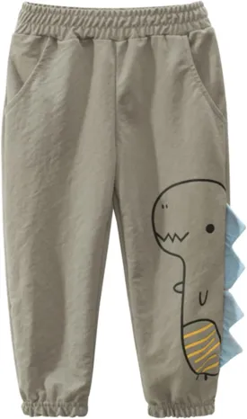 Moonker Toddler Kids Baby Boys Cotton Pull On Sweat Pants Dinosaur Elastic Basic Long Pants Joggers Sweatpants