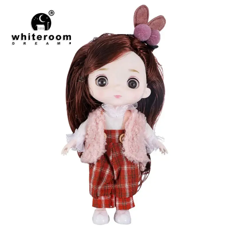 New 16 cm BJD Mini Doll | 13 Movable Joints | Girl with 3D Big Eyes | DIY Toy with Clothes | 1/12 Fashion Doll