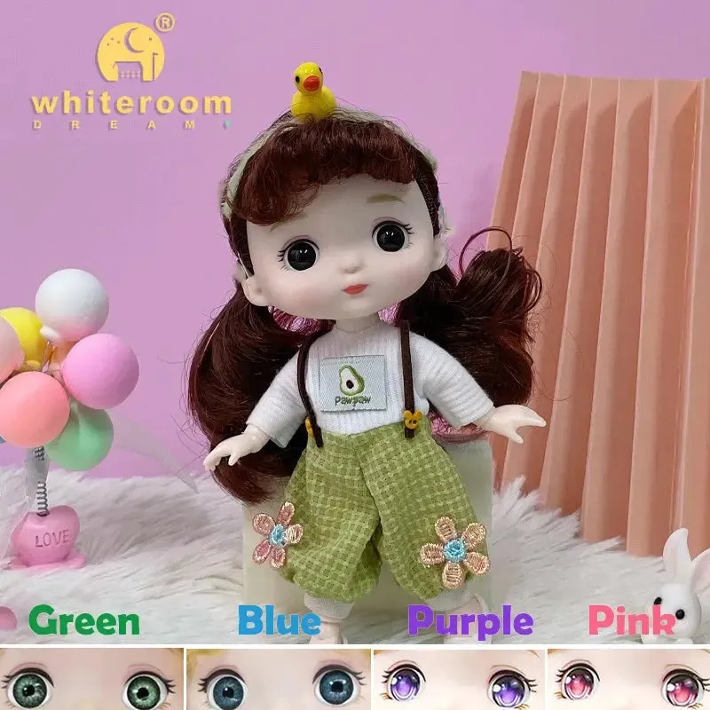 New 16 cm BJD Mini Doll | 13 Movable Joints | Girl with 3D Big Eyes | DIY Toy with Clothes | 1/12 Fashion Doll